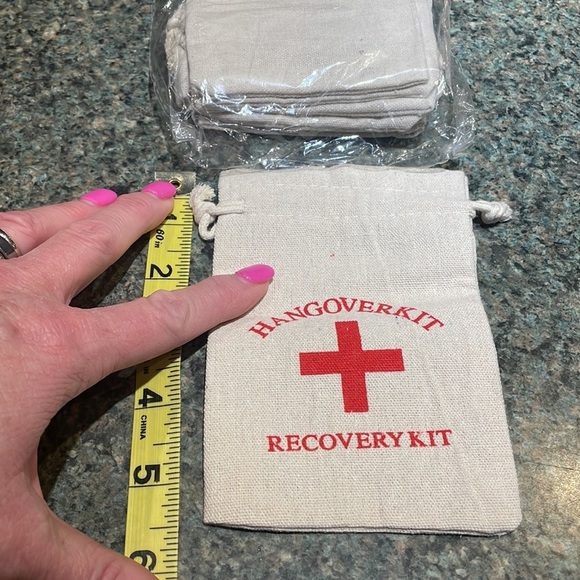 Hangover Kit Recovery Kit small burlap drawstring bags pack of 10 - Picture 6 of 6